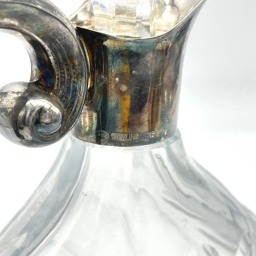 Antique Spritzer & Fuhrmann Sterling Silver‎ & Crystal Decanter Germany